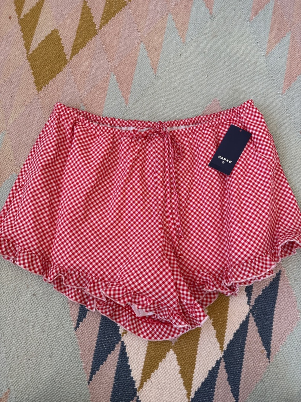 PARKE X Target Red Gingham Ruffle Hem Women's Shorts